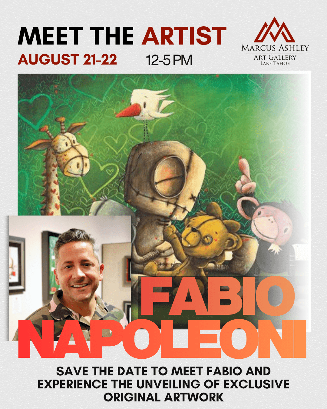 Meet the Artist ~ Fabio Napoleani ~ August 21 - 22 - Marcus Ashley Gallery