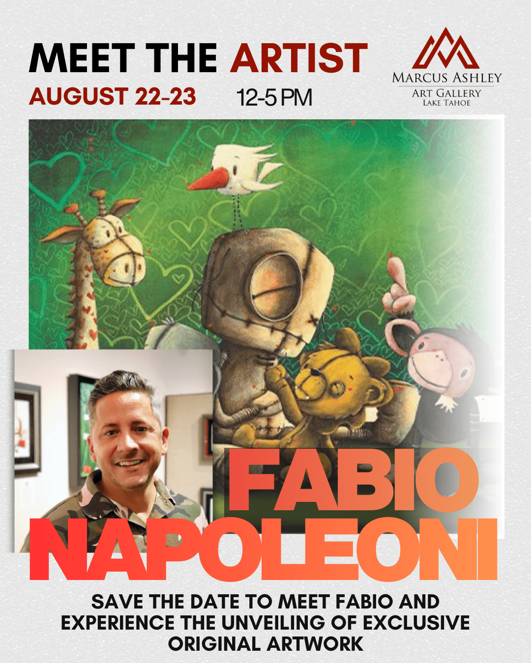 Meet the Artist ~ Fabio Napoleani ~ August 22 - 23 - Marcus Ashley Gallery