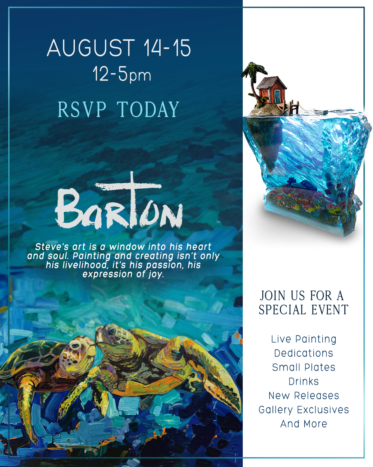 Meet the Artist ~ Steve Barton ~ August 14th - 15th - Marcus Ashley Gallery