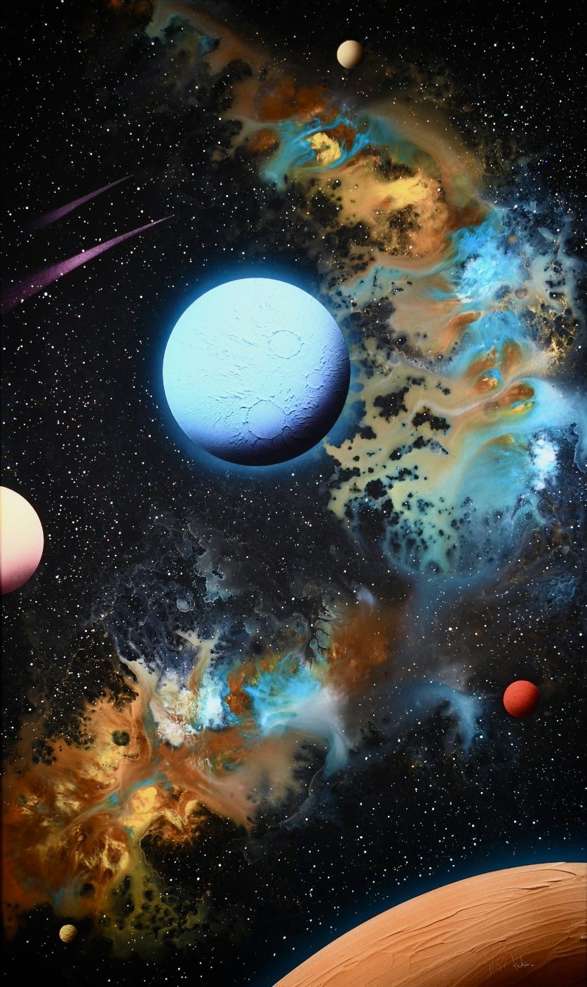 Dave Archer electricity space art on glass
