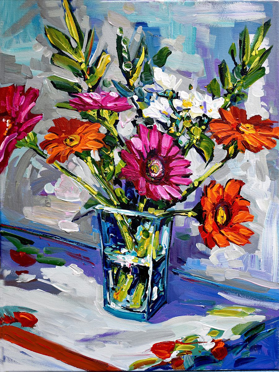 flowers in a vase fine art painting by steve barton