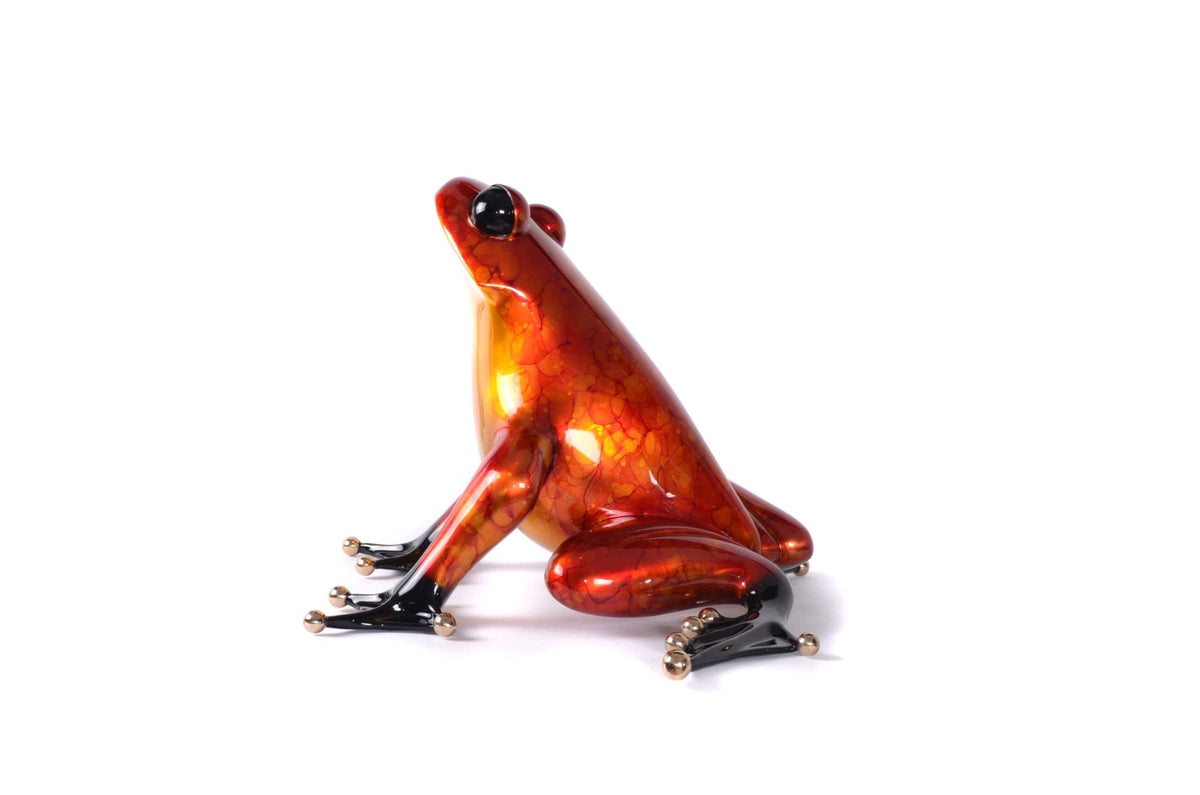 orange and recd frogman bronze sculpture