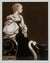 Beatrice Alone is a limited edition stone lithograph depicting a woman in a black and white gown, reminiscent of Michael Parkes style, seated beside a swan. Set against a dark background, it emphasizes her serene elegance with geometric patterns in the lower left corner.