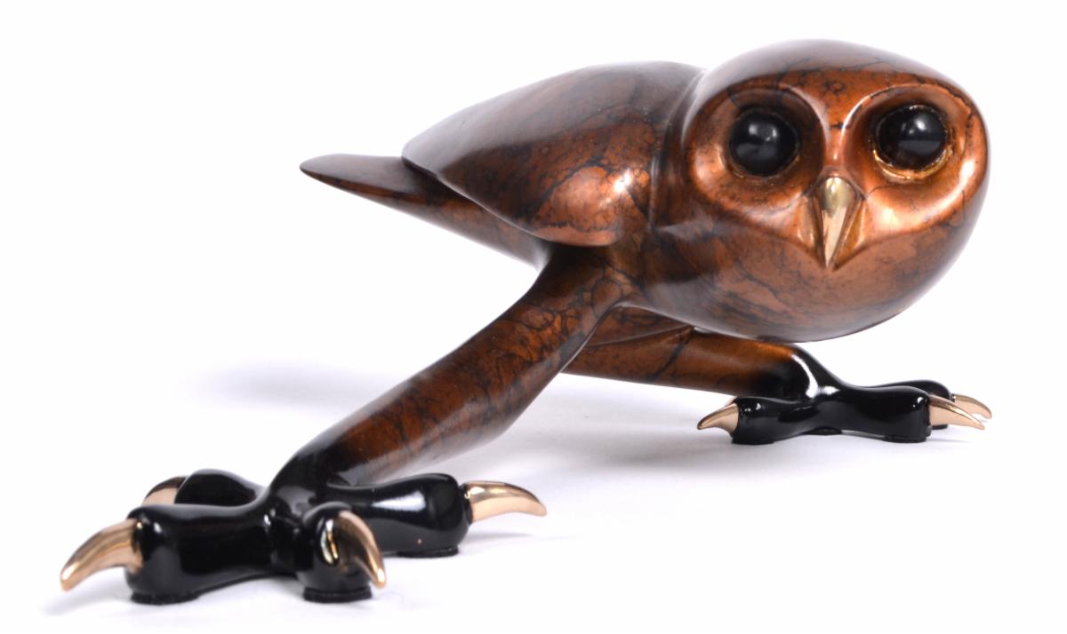 Image of a Frogman owl, bronze..