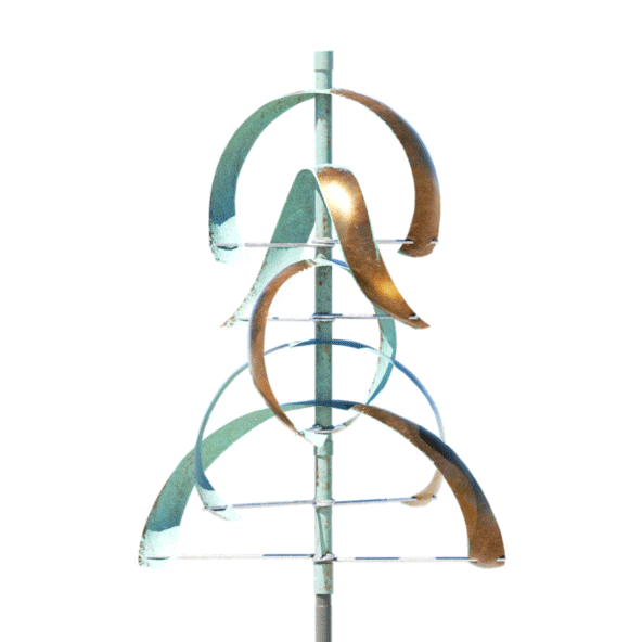 Animated gif of a spinning metal sculpture called Eclipse by Lyman Whitaker.