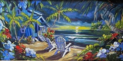might with sunset on the beach steve barton art
