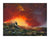 This dramatic landscape giclée by Mackenzie Thorpe, from the From Moor To Coast series, portrays a shepherd with sheep on rocky hills below a vibrant sky of orange, red, and purple clouds suggesting a stormy sunset.