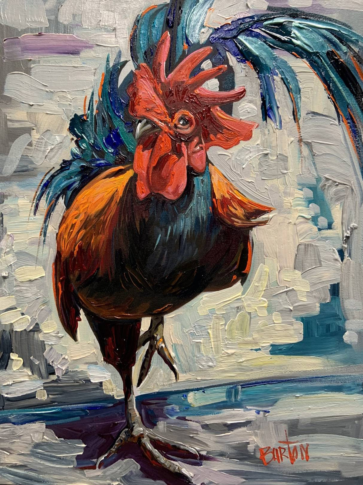 rooster art by steve barton acrylic on canvas