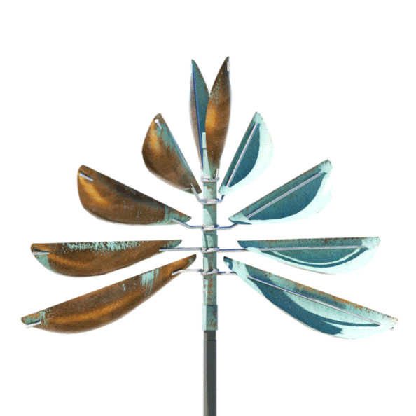 Animated gif of a fan-shaped metal sculpture called Guardian Angel, for sale at Marcus Ashley Gallery.