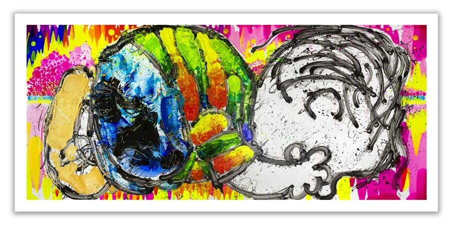 The Make It Stop artwork features a playful cartoon figure with a vibrant, multicolored body and a black-and-white head against an energetic background bursting with pink, yellow, and blue splashes in a pop culture style.