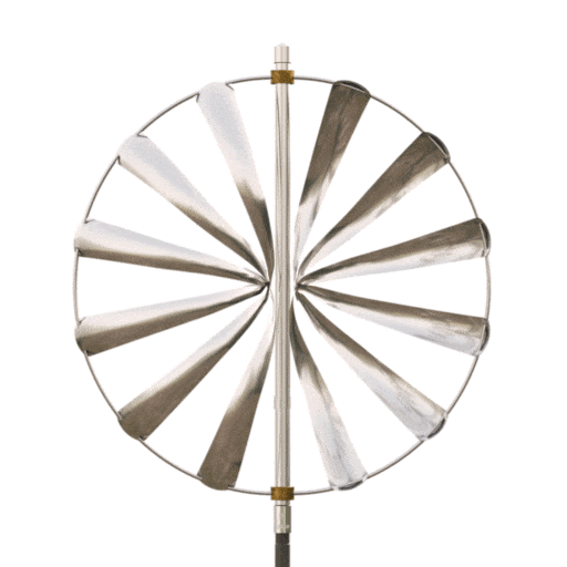Animated gif of the stainless steel Mandala spinning sculpture by Lyman Whitaker.