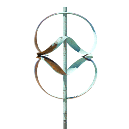 Animated gif of the spinning metal sculpture called Mirinda II by Lyman Whitaker, for sale at Marcus Ashley Gallery.