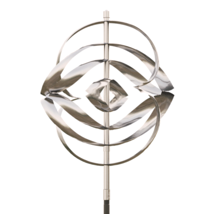 Gif of a stainless steel outdoor sculpture by Lyman Whitaker, for sale at Marcus Ashley Gallery.