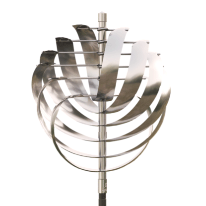 Animated gif of the rotating stainless steel Nautilus sculpture by Lyman Whitaker.