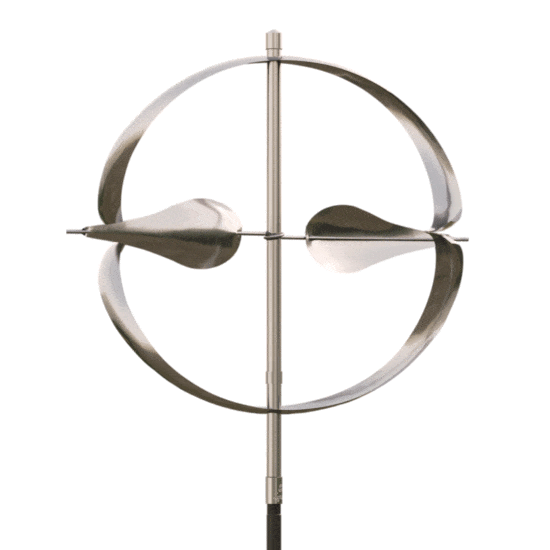 Animated gif of the spinning stainless steel Stream sculpture, by Lyman Whitaker.