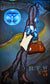 This surreal giclée on canvas titled Tangled Up In Blue features a headless man in a suit with a briefcase and letter, set against a wavy horizon beneath a blue moon with a face, capturing Markus Piersons whimsical style.