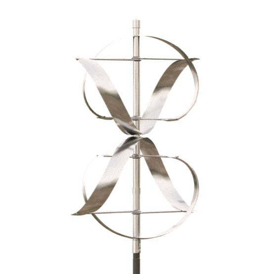 Animated gif of Zephyr by artist Lyman Whitaker, a stainless steel outdoor spinning sculpture.