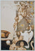 Three winged women in a surreal, art nouveau style, reminiscent of Michael Parkes’ ethereal touch, are adorned with intricate patterns. One strikes a sphinx-like pose against a geometric mosaic backdrop resembling the Angel that Stops Time lithograph.