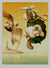 The Broken Promises artwork features a surreal scene with a winged cat, a floating figure in a hat, and a bird with a human face. Cracked eggshells symbolize broken promises on the ground against a backdrop of warm, muted colors.