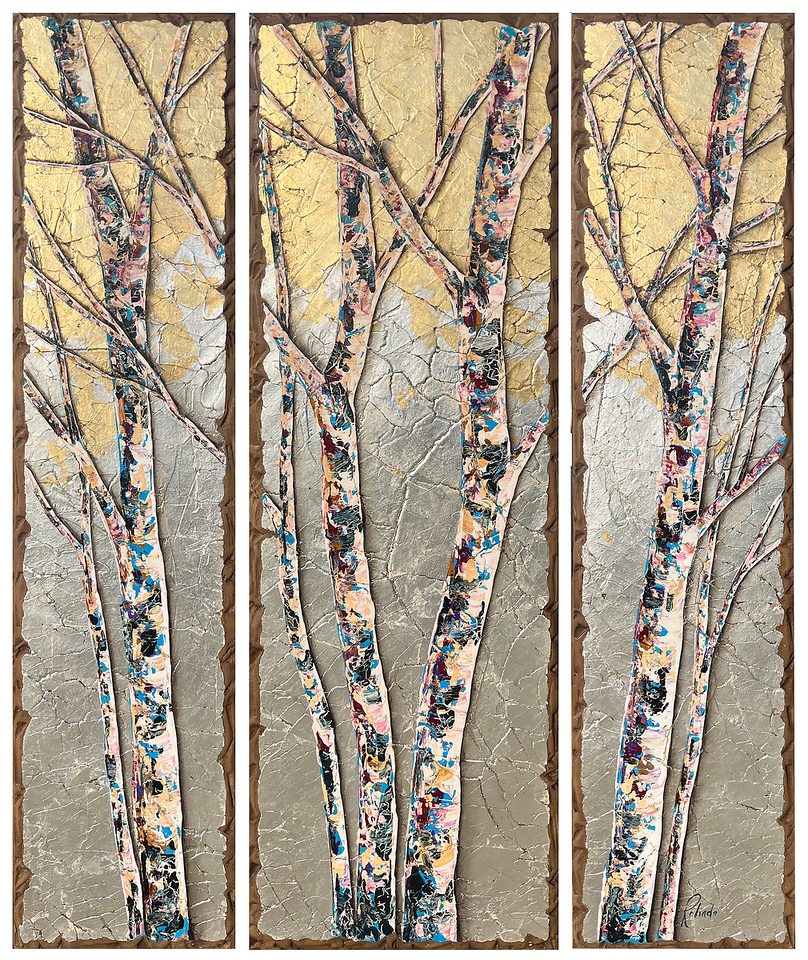 silver and gold aspen tree art rolinda stotts