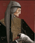 Dante captures a dreamlike realism with its depiction of a serene person in medieval attire holding a swan against a rich red background, clothed in intricate patterns, evoking the enchanting touch of Michael Parkes.