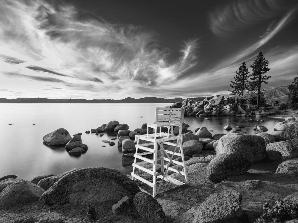 Sand Harbor Lifeguard Tower - Black and White - Marcus Ashley Gallery - Marcus Ashley Gallery