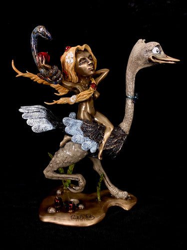 Temptation (Eve with Snake Riding Ostrich) - Marcus Ashley Gallery